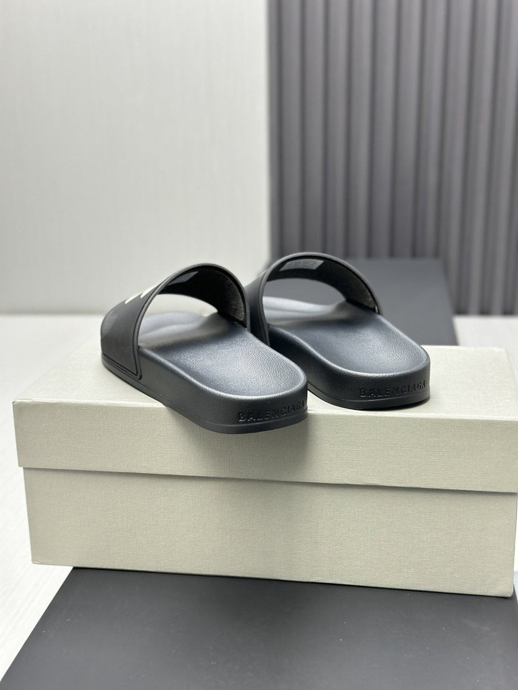Balenciaga Logo Slide Sandals — back