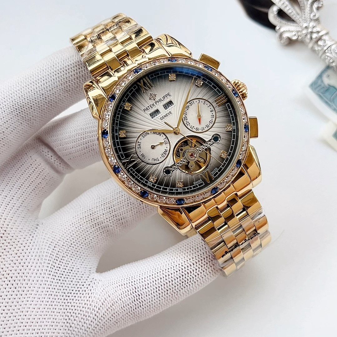 WINNER Two-Tone Metal Link Bracelet Watch — hero