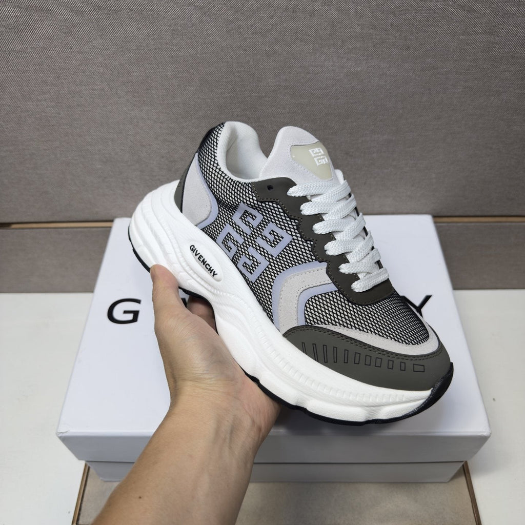 Givenchy Gray Mesh Panel Low-Top Sneakers — model
