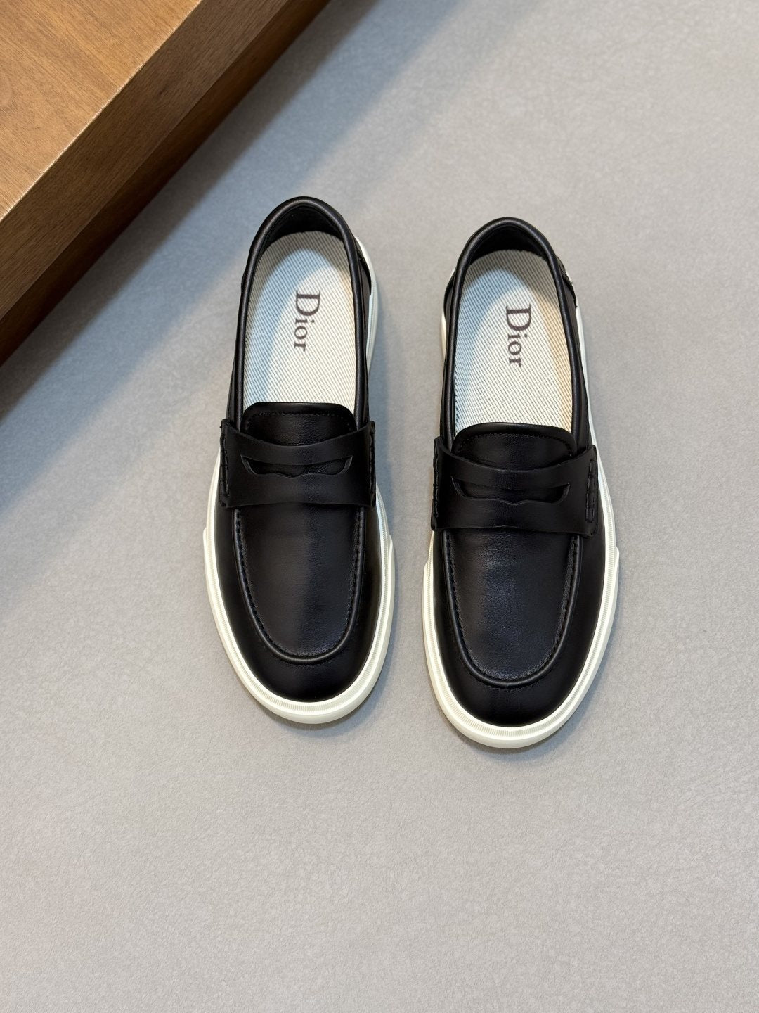 Dior Leather Strap Slip-On Shoes — front