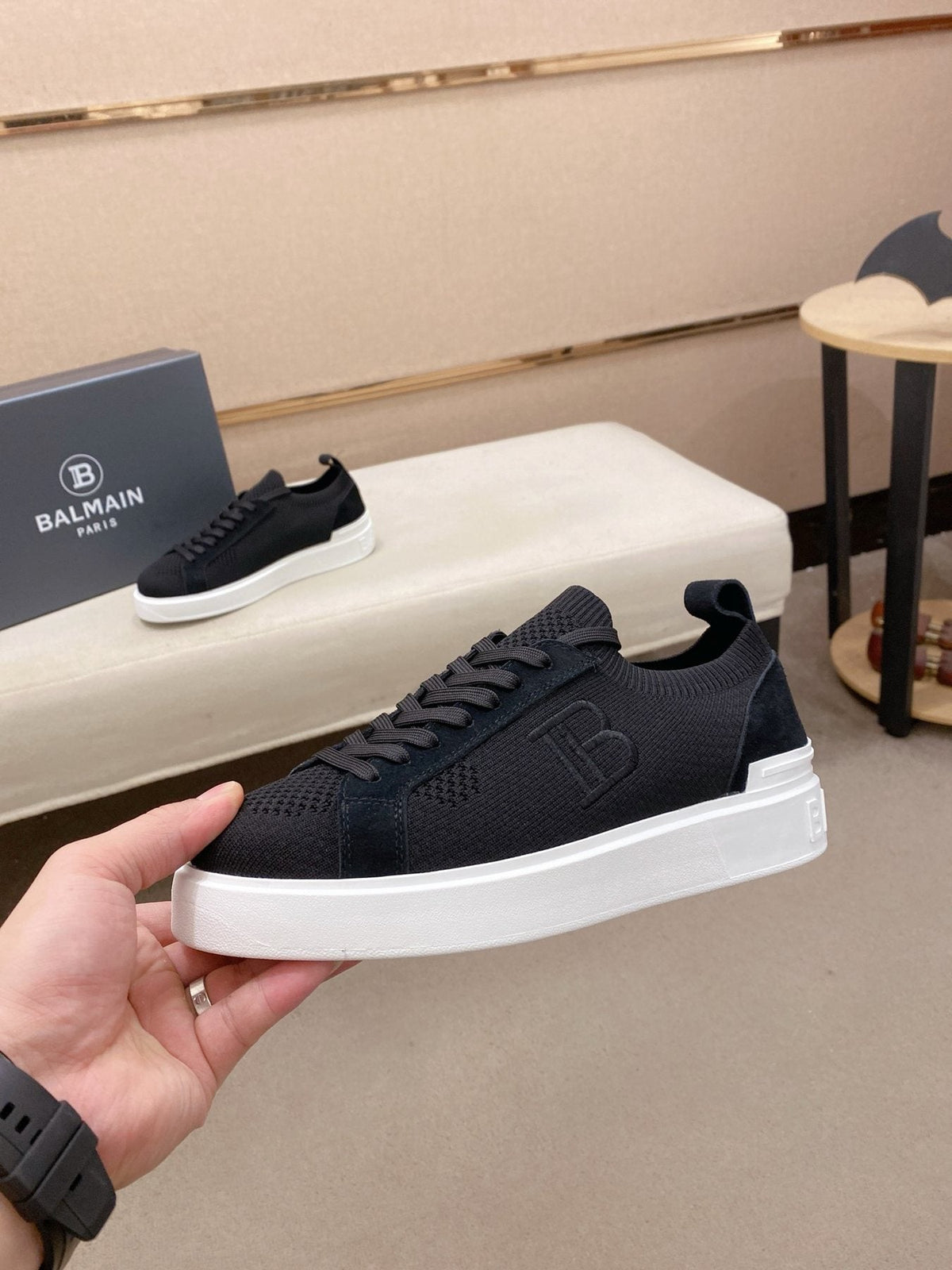 Balmain Knit Low-Top Sneakers — side