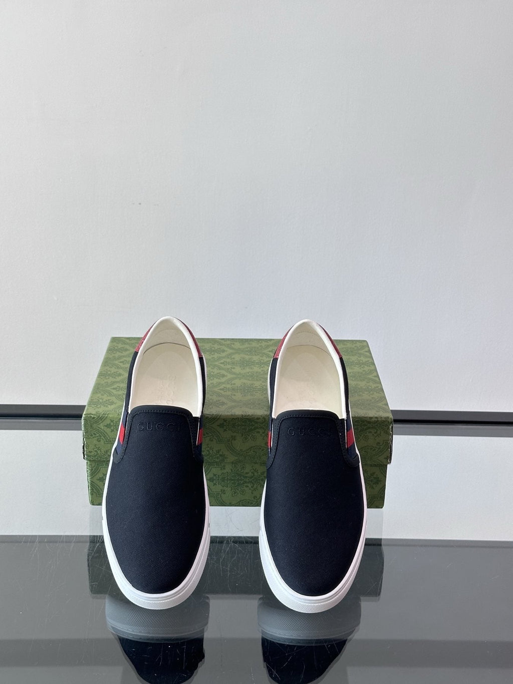 Gucci Striped Slip-On Sneakers — front