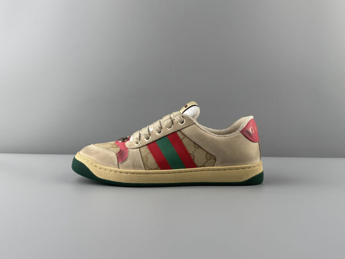 Gucci Beige Stripe Low-Top Sneakers — hero
