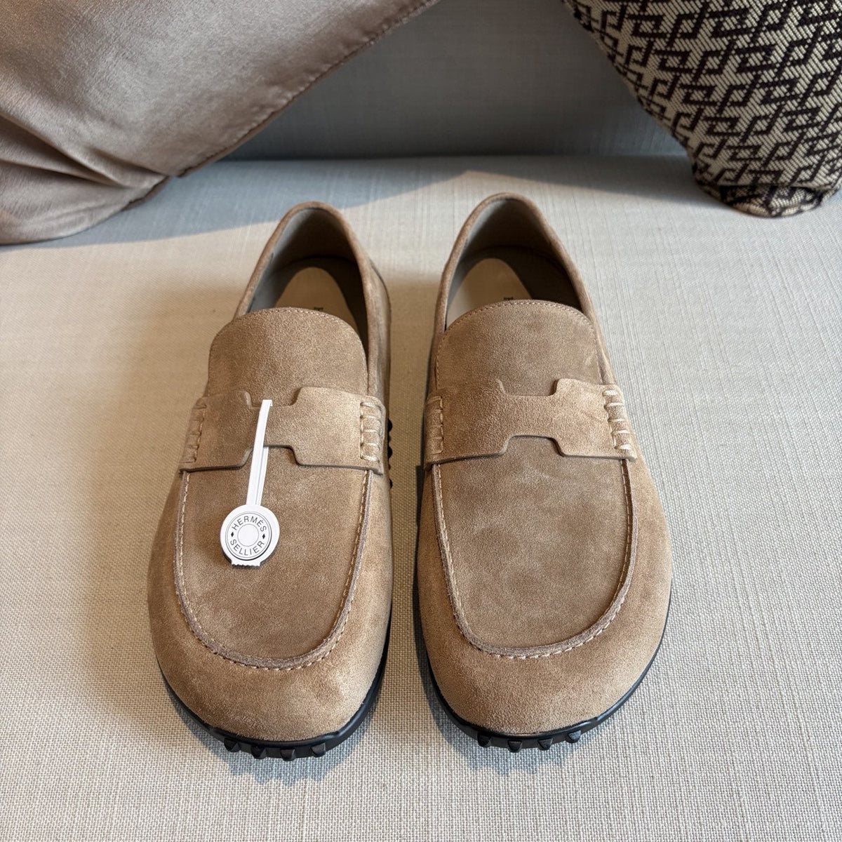 Hermès Textured Studded-Sole Loafers — hero