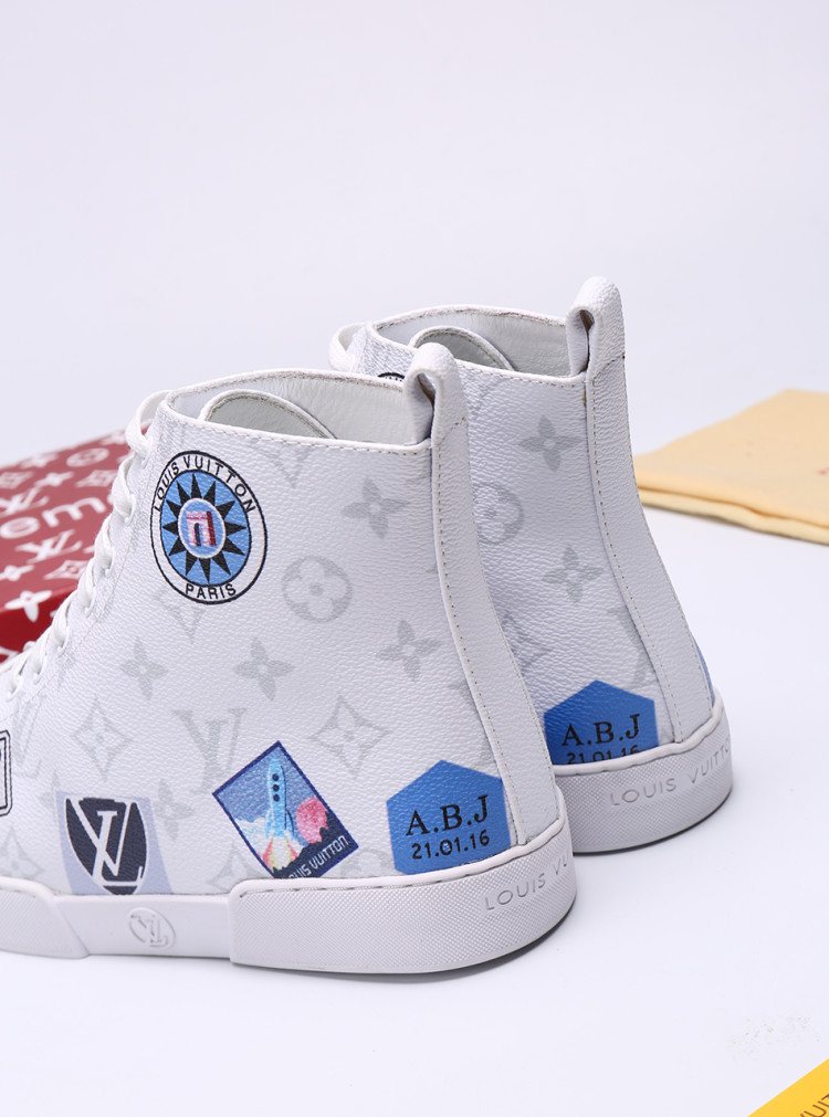Louis Vuitton Graphic Patch High-Top Sneakers — front