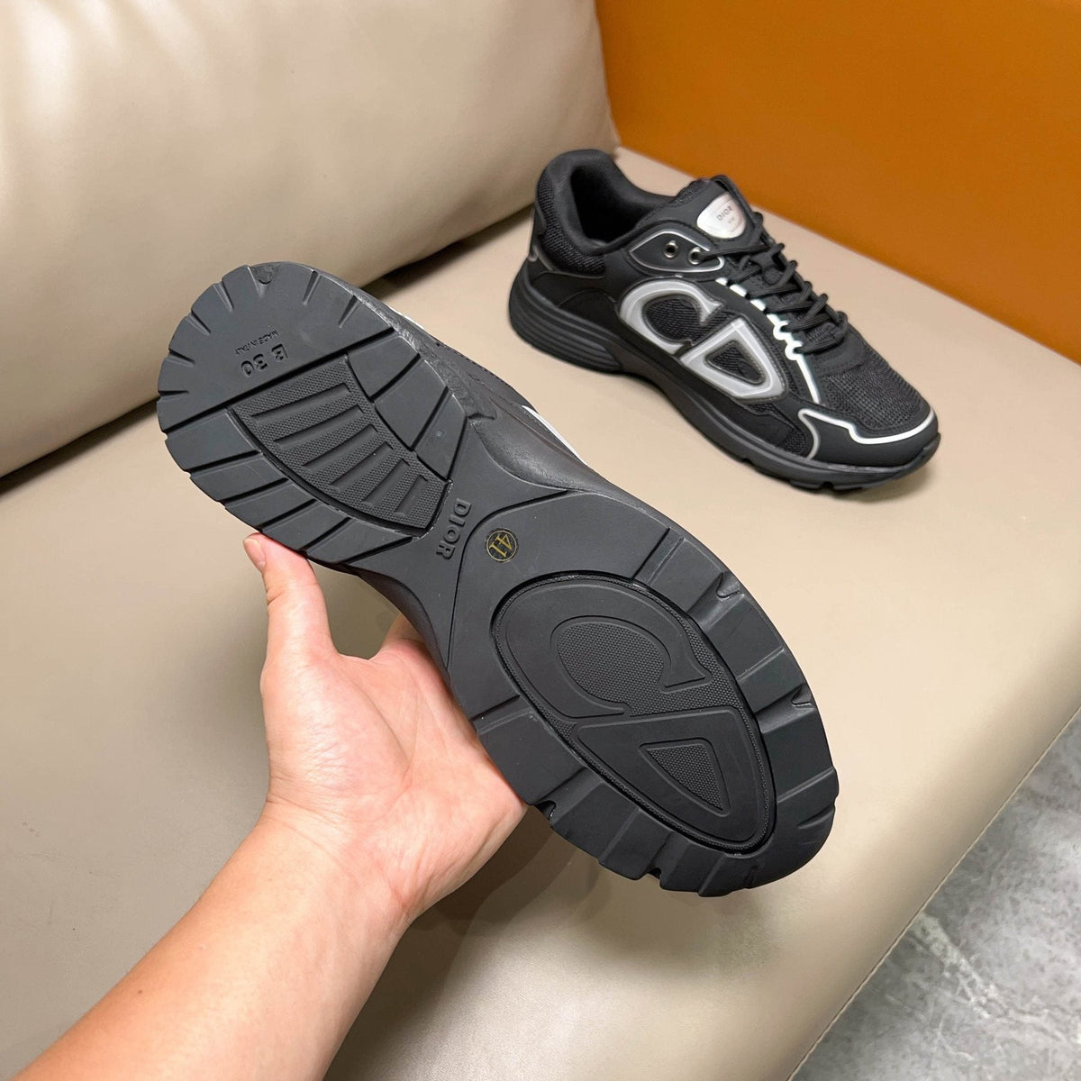 Dior Black and Dark Gray Mesh Sneakers — detail