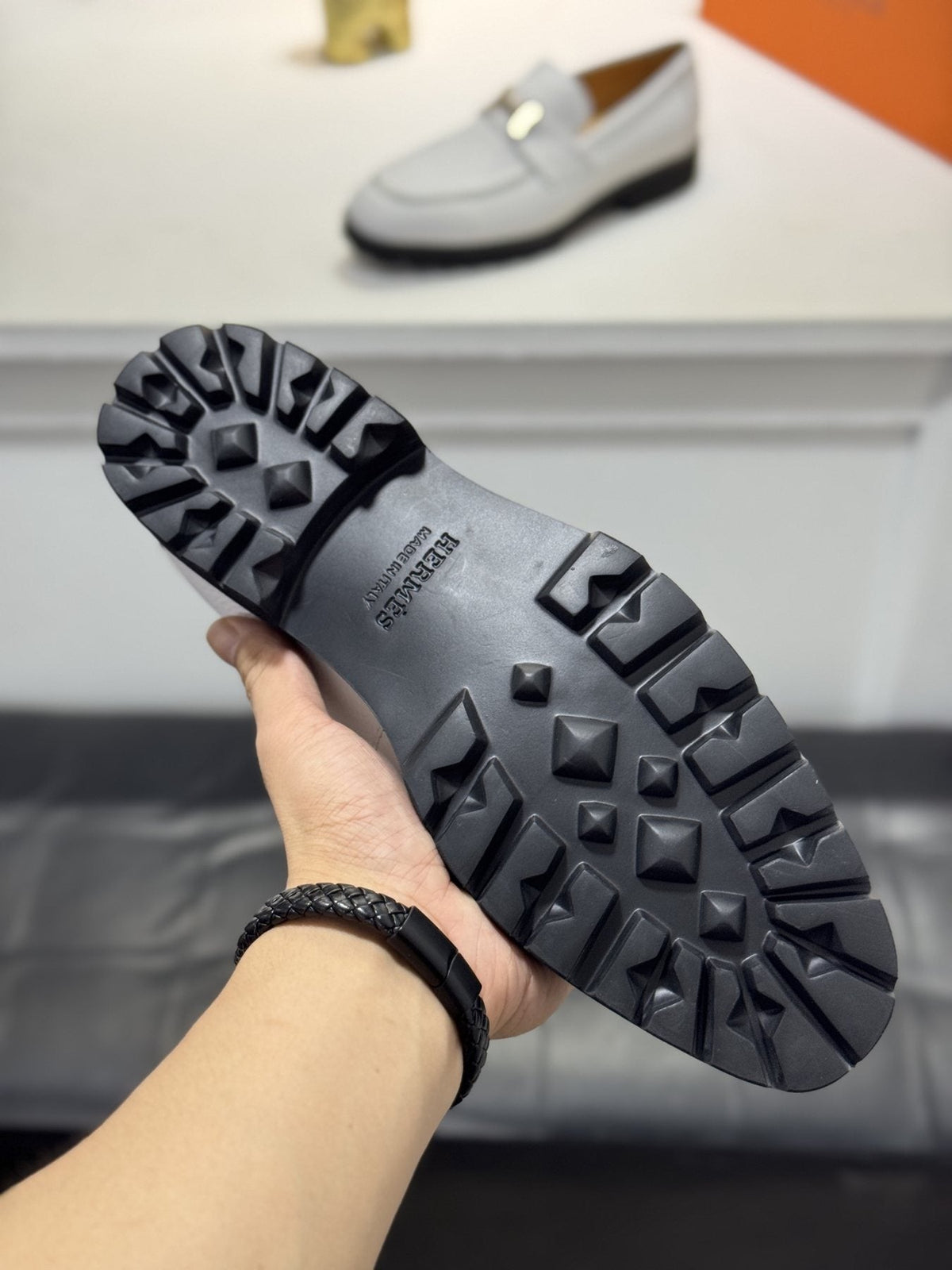 Hermès H-Hardware Lug Sole Loafers — detail
